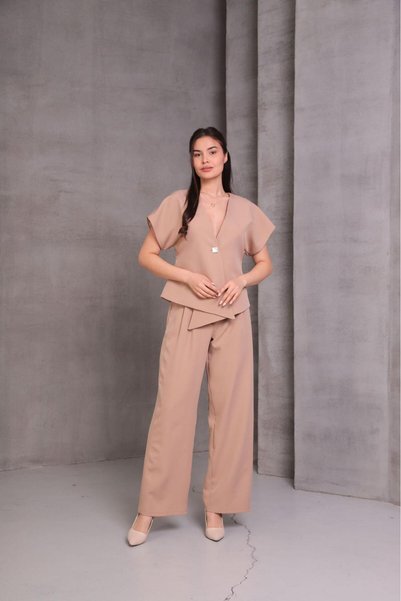ELBİSHE Women's Short Sleeve V-Neck Set