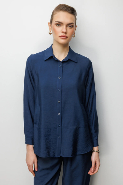 On Fashion Polo Collar Shirt with Ten Side Pockets-72314