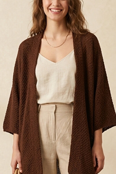 mefru Γυναικεία ζακέτα oversize με μισό μανίκι σε βασική γραμμή