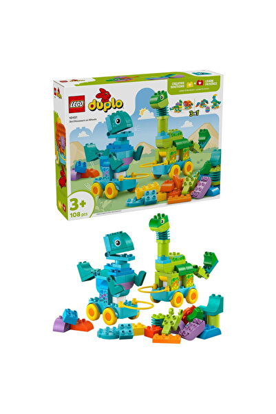 LEGO Duplo- Dinozauri pe roti 3 in 1 10451, 108 piese, Multicolor