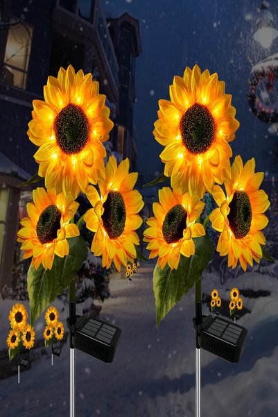 Tor Store 2'li Set Ay Çiçeği Tasarımlı Solar Güneş Enerjili Led Aydınlatma De...