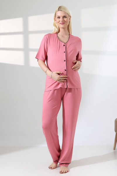 LadyMina Pijama Σετ Πιτζάμες Εγκυμοσύνης Lahusa Ροζ