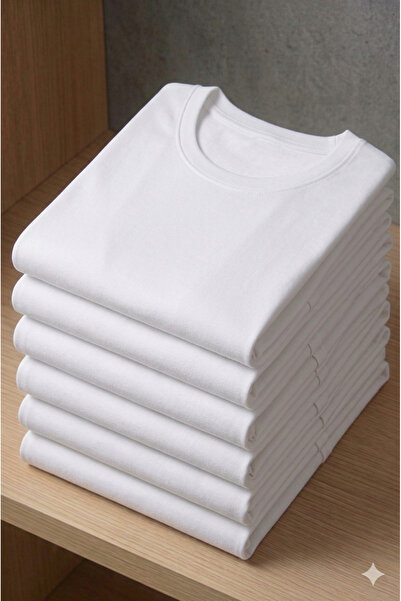 Dagi D1160 Erkek Beyaz 6'lı Paket %100 Pamuk Bisiklet Yaka T-Shirt Fanila