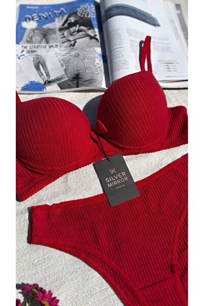 SİLVER MİRROR Καμιζόλα από χτενισμένο βαμβακερό ύφασμα, Σετ σουτιέν με ελαφρι...