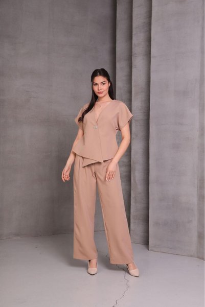 ELBİSHE Women's Short Sleeve V-Neck Set