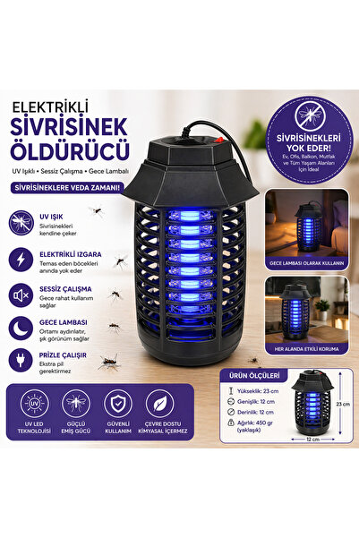 LOACANDLECO Elektrikli Sivrisinek Öldürücü UV Işıklı Prizli Sinek Kovucu Gece...