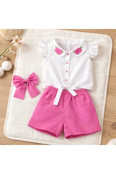 Niliya çocuk giyim Wonderful Summer Festive Three-Piece Set with Roses