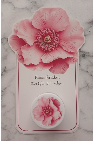 Rana İkra Art Pembe Çiçek Temalı Krem Kutulu Hediyelik Kart (10 Adet)