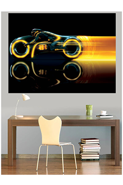 Mushen Studio Tron Light Cycle Neon Motocicletă Pictură pe pânză Sci-Fi Decor...