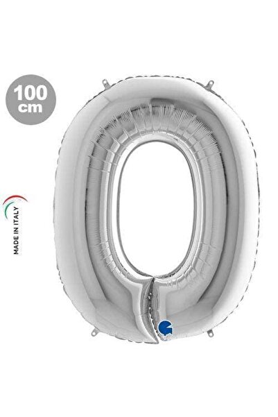 parti show 0 Number Foil Balloon Silver (100 cm)