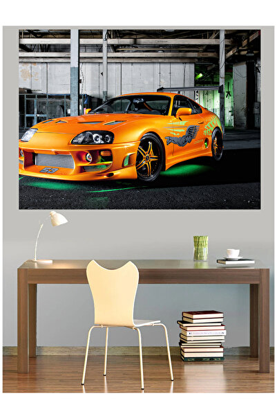 Mushen Studio Narandžasta Toyota Supra JDM sportski automobil, slika na platn...