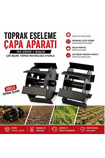 STAXX POWER Tırpan Uyumlu Çift Başlıklı Toprak Eşeleme Çapa Aparatı 26-28mm Ş...
