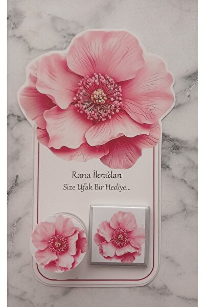 Rana İkra Art Pembe Çiçek Temalı Krem Kutulu Ve Madlen Çikolatalı Hediyelik K...