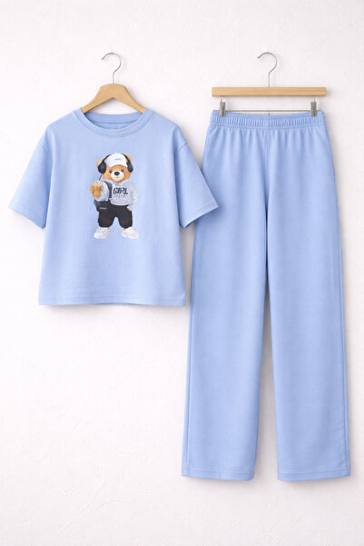 EYLÜL ELİF BUTİK Unisex Παιδικό μπλουζάκι με στάμπα αρκουδάκι και παντελόνι, ...