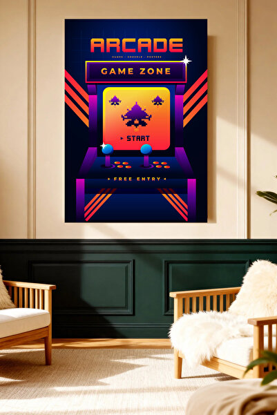 Mushen Studio Zona arkadnih igara Neonska slika na platnu Retro zidni dekor U...