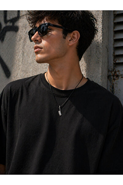 OEM Αλυσίδα με μενταγιόν τσεκούρι, μαύρο κορδόνι, μοντέρνο αστικό στυλ unisex