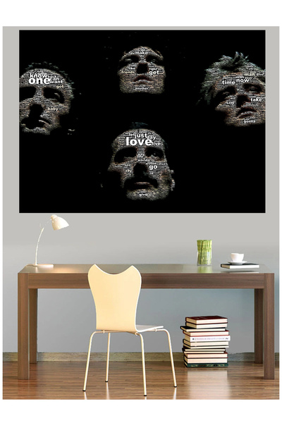 Mushen Studio The Beatles Tipografski Portret Rečni Umetnost Slika na Platnu ...