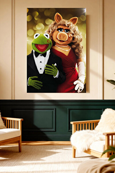 Mushen Studio Kermit Miss Piggy Romantic Muppets Canvas Painting Wall Decor A...