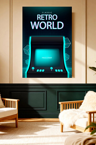 Mushen Studio Classic Retro World Arcade Machine Canvas Painting Retro Wall D...