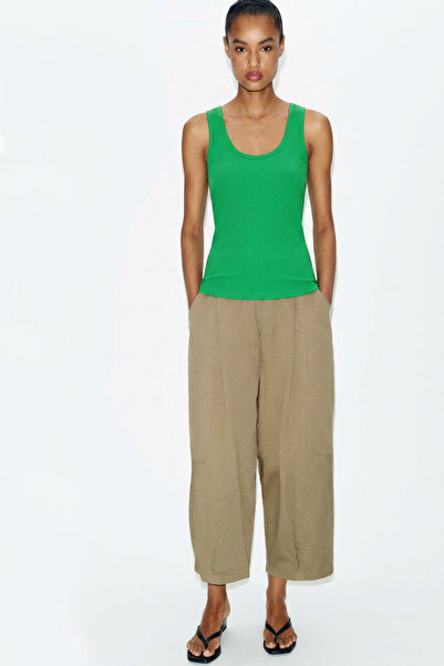 EFFE Εφαρμοστό μπλουζάκι με τιράντες από μείγμα βισκόζης και κοτλέ