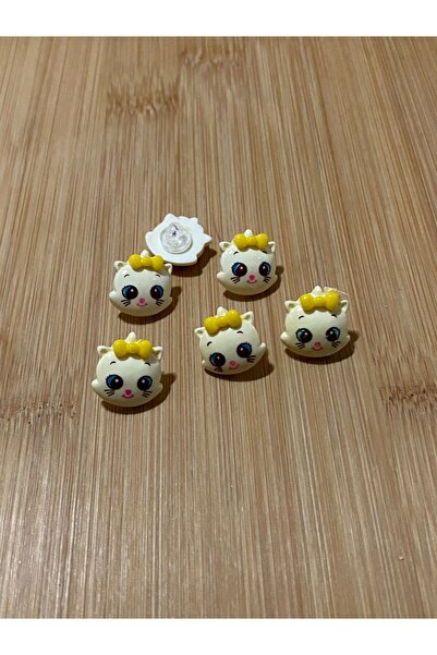 Lorin hobi Plastic Baby Button with Cat 15 mm 5 Pieces Yellow