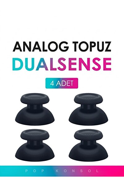 POPKONSOL PS5 Dualsense İçin 4 Adet Analog Başlık PS5 Topuz Siyah Kol Tamir Y...