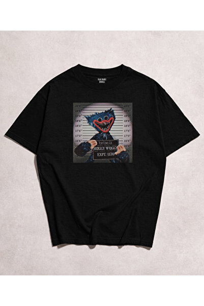 kun inaki Poppy Playtime Baskılı Siyah Unisex Tişört