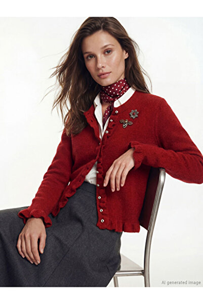 LC Waikiki I Zero Roba Collar Ruffle Women's Knitwear Cardigan from Freezen S...