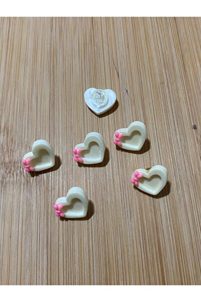 Lorin hobi Heart Plastic Bebe Button 14 mm 10 Pieces Cream