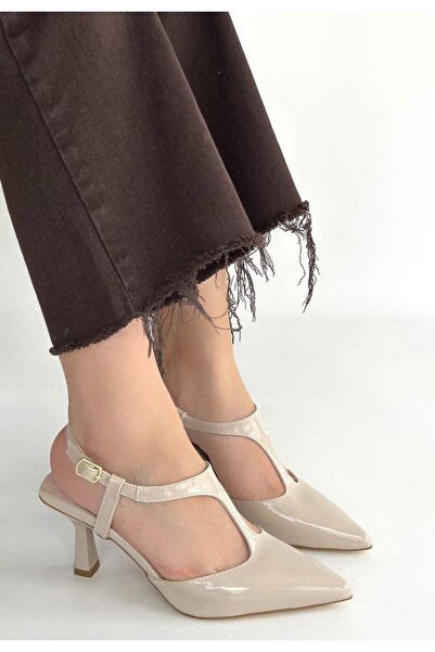 FRESCO SCARFS Παπούτσια με τακούνι Tula Beige από λουστρίνι