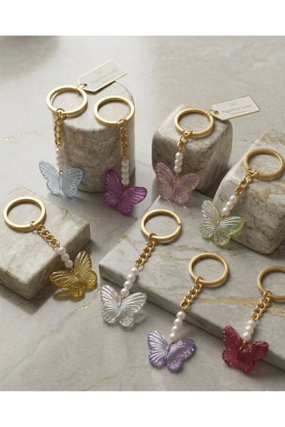 VESPERASTOREE Colorful Butterfly Keychain - Gift, Henna, Promise, Engagement, Wedding, Bride (25 Pieces)