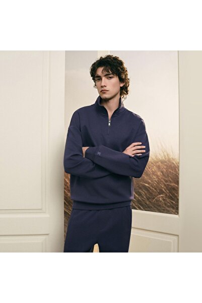 Giordano Men’s Regular Fit Lyocell Half-Zip Sweatshirt