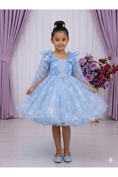 PRİNCESS Kız Çoçuk Kısa Pembe Elsa Kostümü, Kız Çoçuk Parti Elbise, Abiye