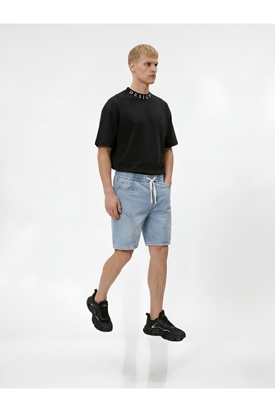 Red Planet Men's Casual Striped Jeans Shorts