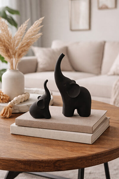 triora Sevimli Fil Figürleri İkili Set – Modern Minimal Dekor Obje 12cm yükse...