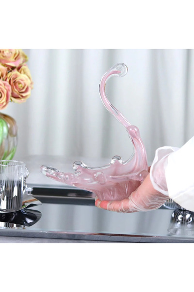Al Hadaya Mall Colored Glass Serving Plate with Base - 15x11x19cm