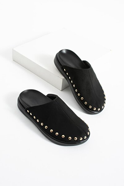 diclepolat Μαύρες γυναικείες παντόφλες Sabo με καρφιά – Άνετες καθημερινές κο...