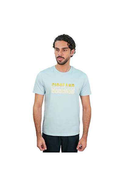 Giordano تي شيرت رجالي ضيق من القطن بتصميم تراثي
