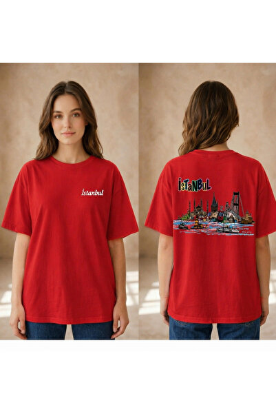VODEXA Tricou oversize pentru femei ISTANBUL, imprimat, 100% bumbac, croială ...