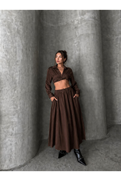 Enga Vera Γυναικεία φούστα με ψηλή μέση, ελαστική μέση, διπλές τσέπες, άνετη ...