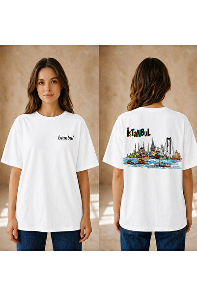 VODEXA Tricou oversize pentru femei ISTANBUL, imprimat, 100% bumbac, croială ...