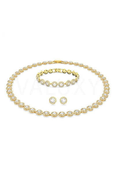 Valuxy Χρυσό Σετ Κολιέ, Βραχιόλι και Σκουλαρίκια Άγγελης