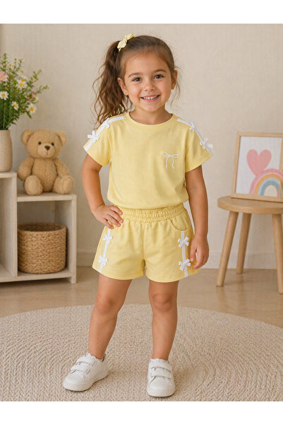 SANTRALBEBE Girl's Soft Ribbon Shorts Set