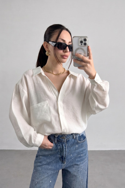 Jaglion Νέα σεζόν Γυναικείο πουκάμισο Oversize Tensel Premium