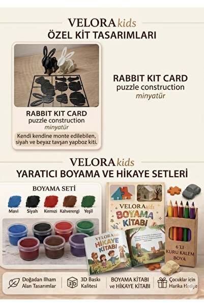 Velorakids 3d mini maket tavşan boyama seti