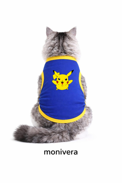 Modetra New Season Summer Pikachu Printed Colorful Piping Cat Outfit - Unders...