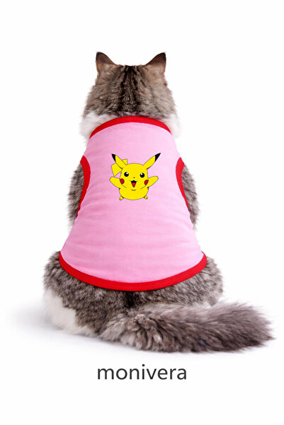 Modetra New Season Summer Pikachu Printed Colorful Piping Cat Outfit - Unders...