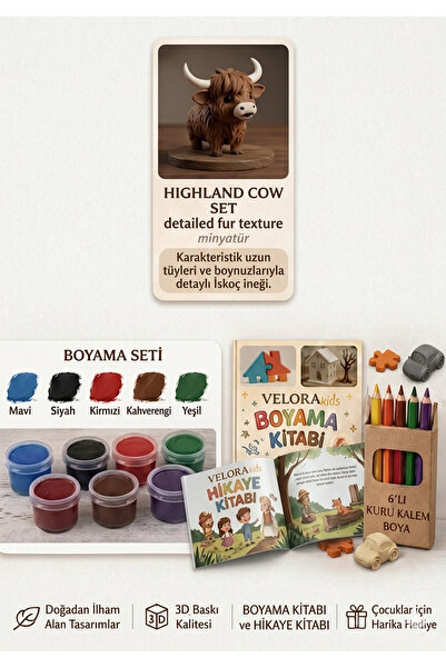 Velorakids 3d boğa boyama seti
