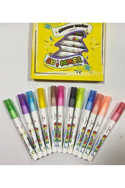 BENİSA SHOP Shimmer Shımmer Marker 12’li Simli Metalik Kalem Seti
