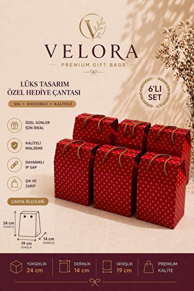 KOLİX Velora 6'lı Premium Hediye Kutusu Hediyelik Çanta Hediye Paketi 24x14x20cm